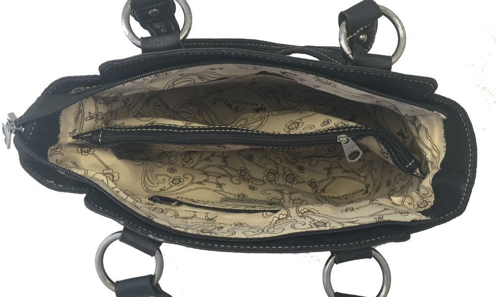 Concealed Carry Swirl Purse Black inner compartnments