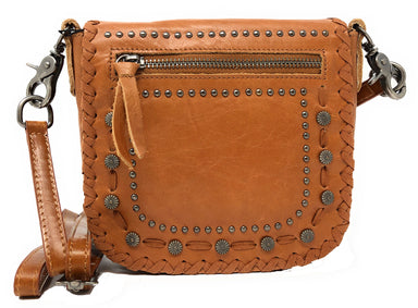 Concho Crossbody Purse Front Brown