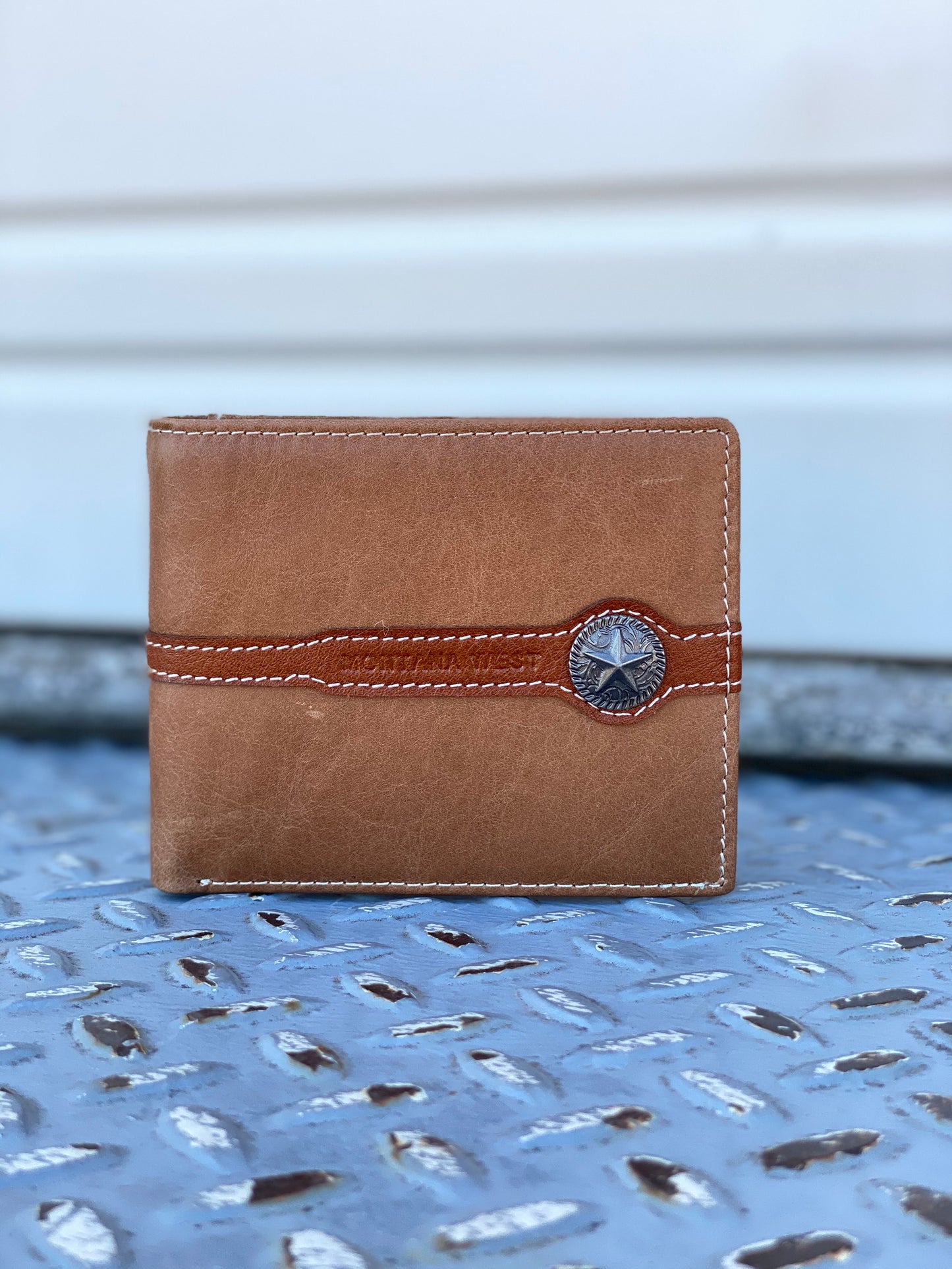 Montana West Lonestar Concho Bi-fold Wallet Brown front