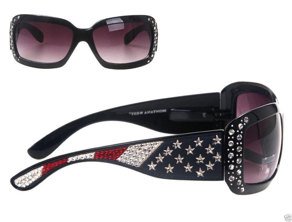 Montana West Ladies Sunglasses American Flag Collection Western Rhinestone UV400