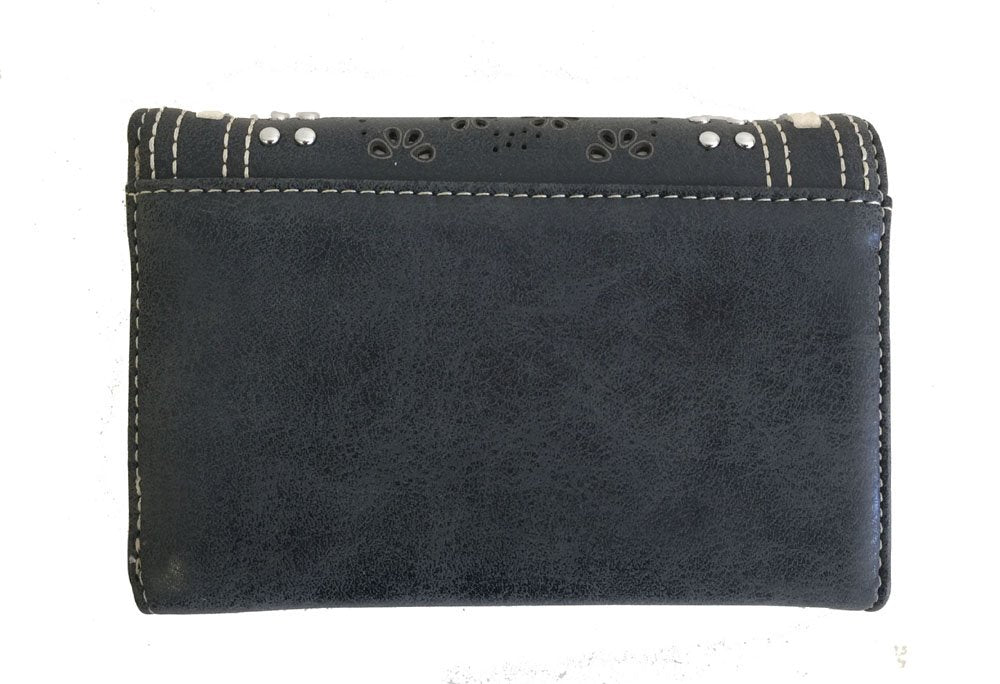 Montana West black ladies wallet with daisy cutouts black