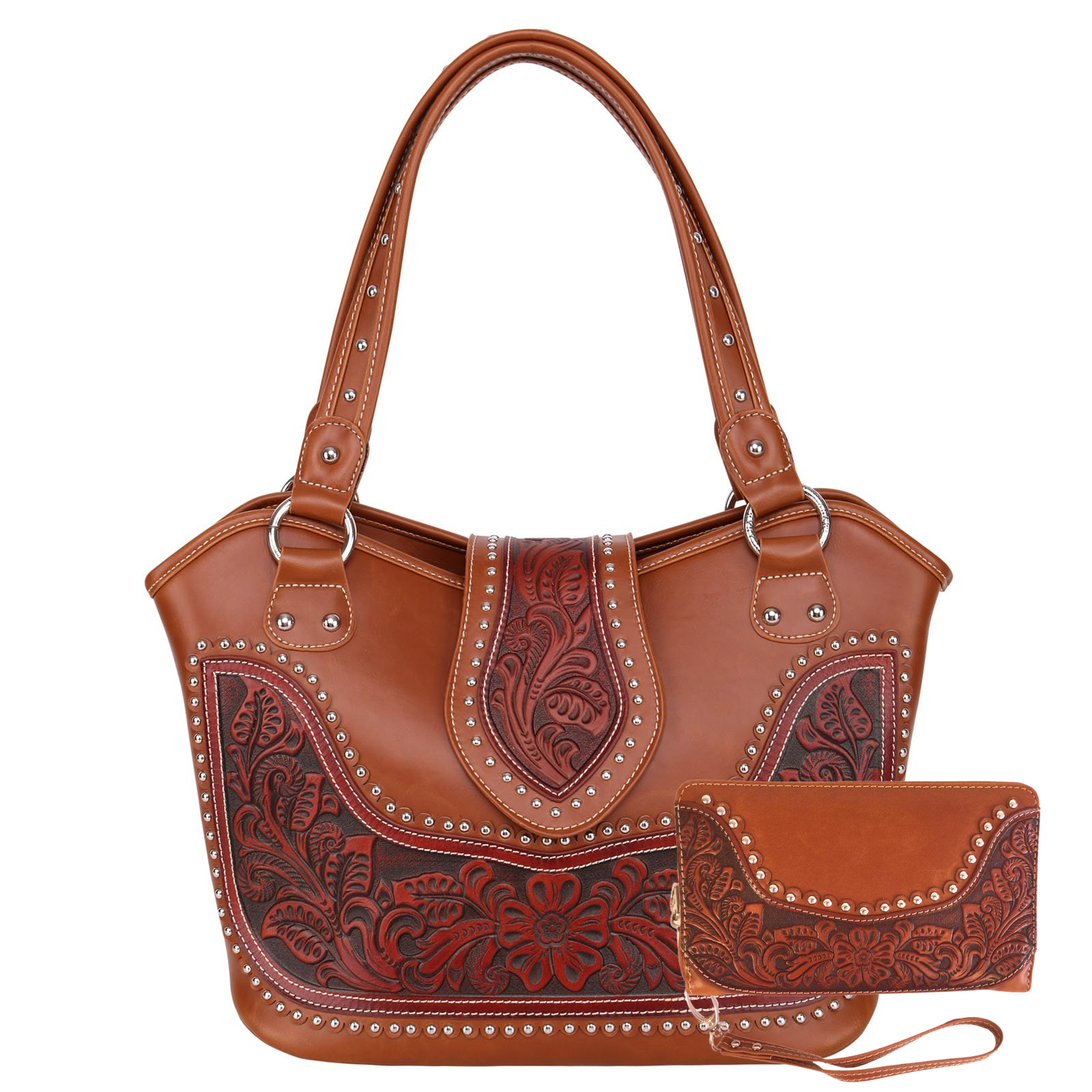 Montana West Concealed Carry Western Tooled Leather Purse and