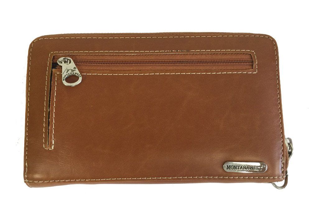 Montana West Concealed Carry Western Tooled Leather Wallet - Brown
