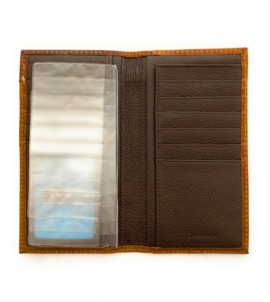 Nocona Mens Medium Brown Rodeo Style Wallet Boot Stitch Front