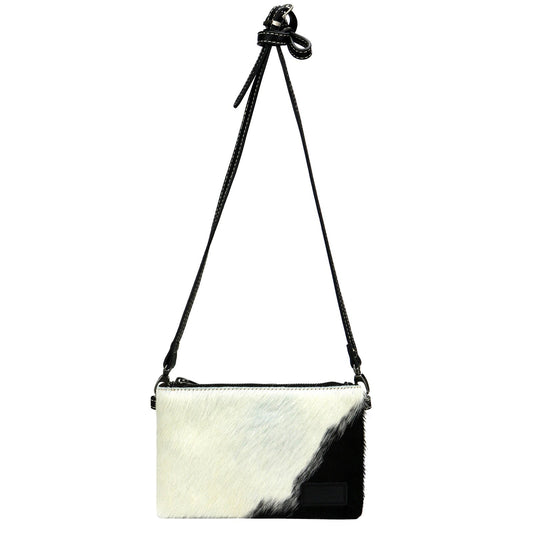 Hair-On Cowhide Leather Clutch/Crossbody - Black
