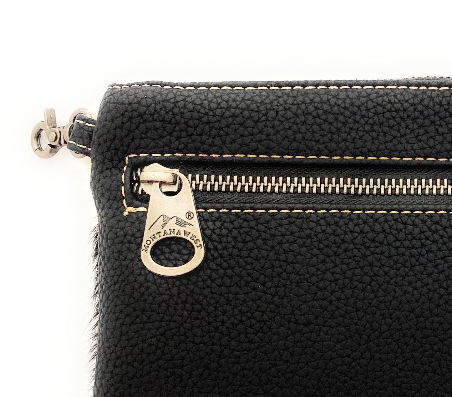 Hair-On Cowhide Leather Clutch/Crossbody - Black