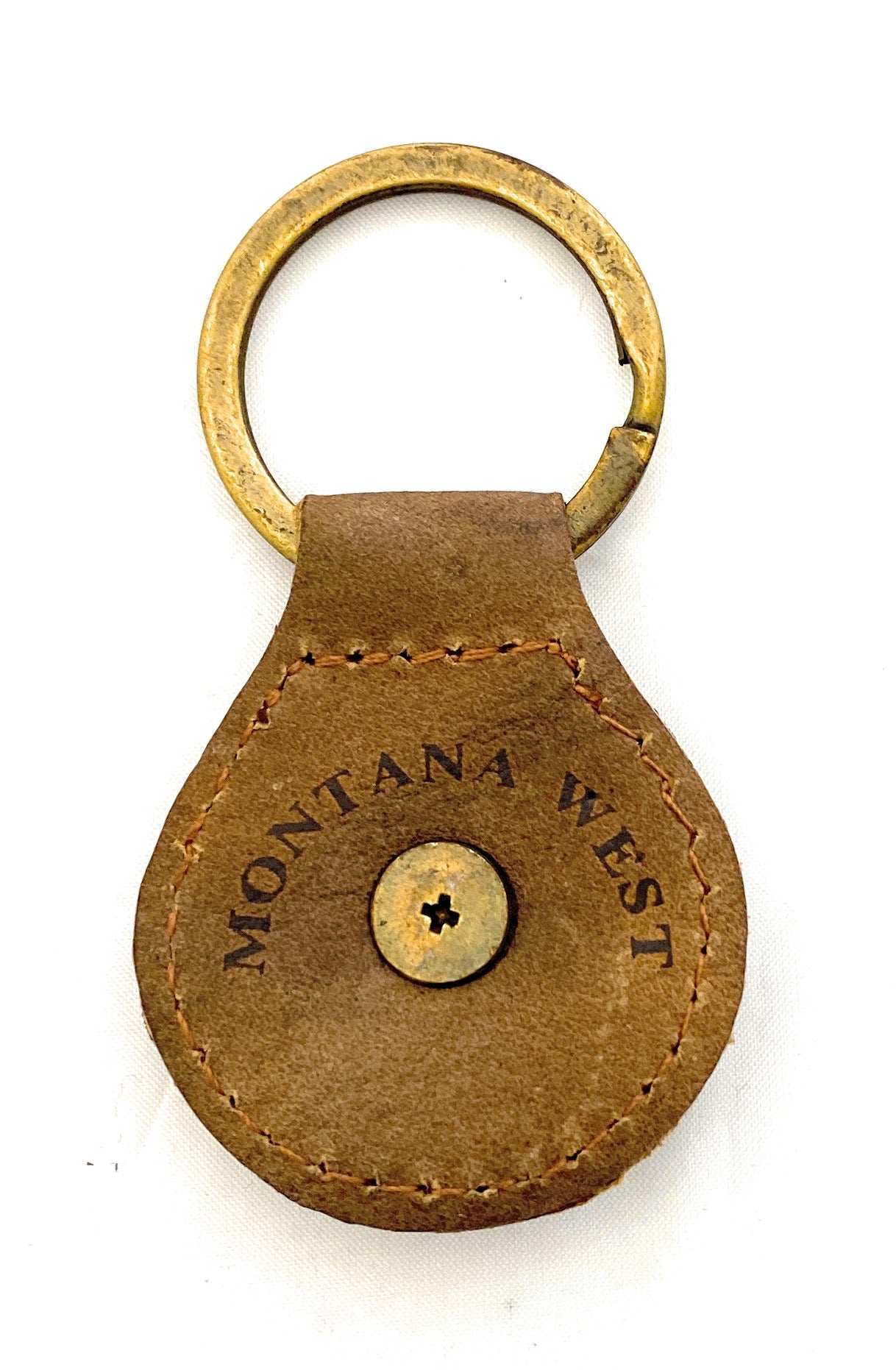 Montana West Real Leather Key Chain - Engraved Berry Concho Brown