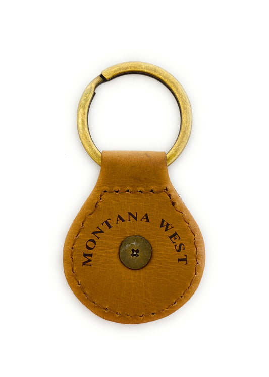 Montana West Real Leather Key Chain - Engraved Berry Concho Brown