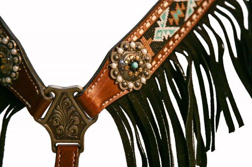 Showman® Navajo Fringe Headstall and Breast Collar 4 Piece Set