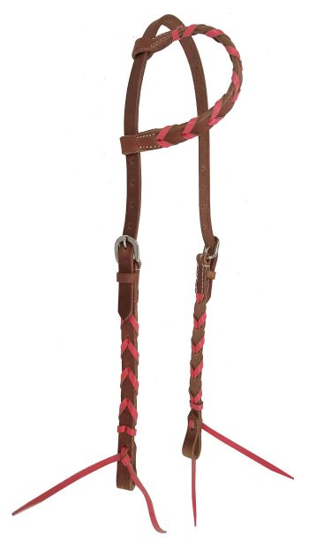 Showman Argentina Cow Leather One Ear Headstall with Colored Lacing