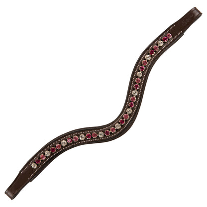 ExionPro Designer Clear Light Pink & Maroon linked Crystal Browband