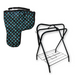 AJ Tack Full Size Saddle Rack with Black with Turquoise Dots Padded Saddle Carrier