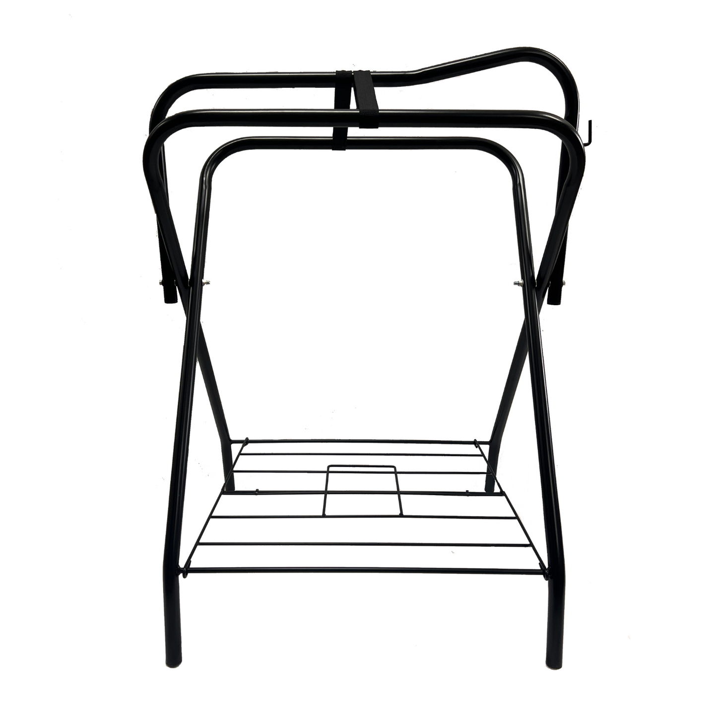 AJ Tack Freestanding Portable Horse Saddle Rack with Green Western Saddle Cover