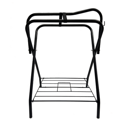 AJ Tack Freestanding Portable Horse Saddle Rack with Green Western Saddle Cover