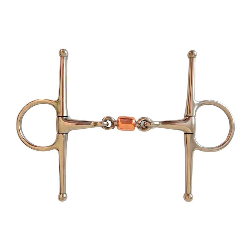 AJ Tack Full Cheek Snaffle Bit with Copper Roller