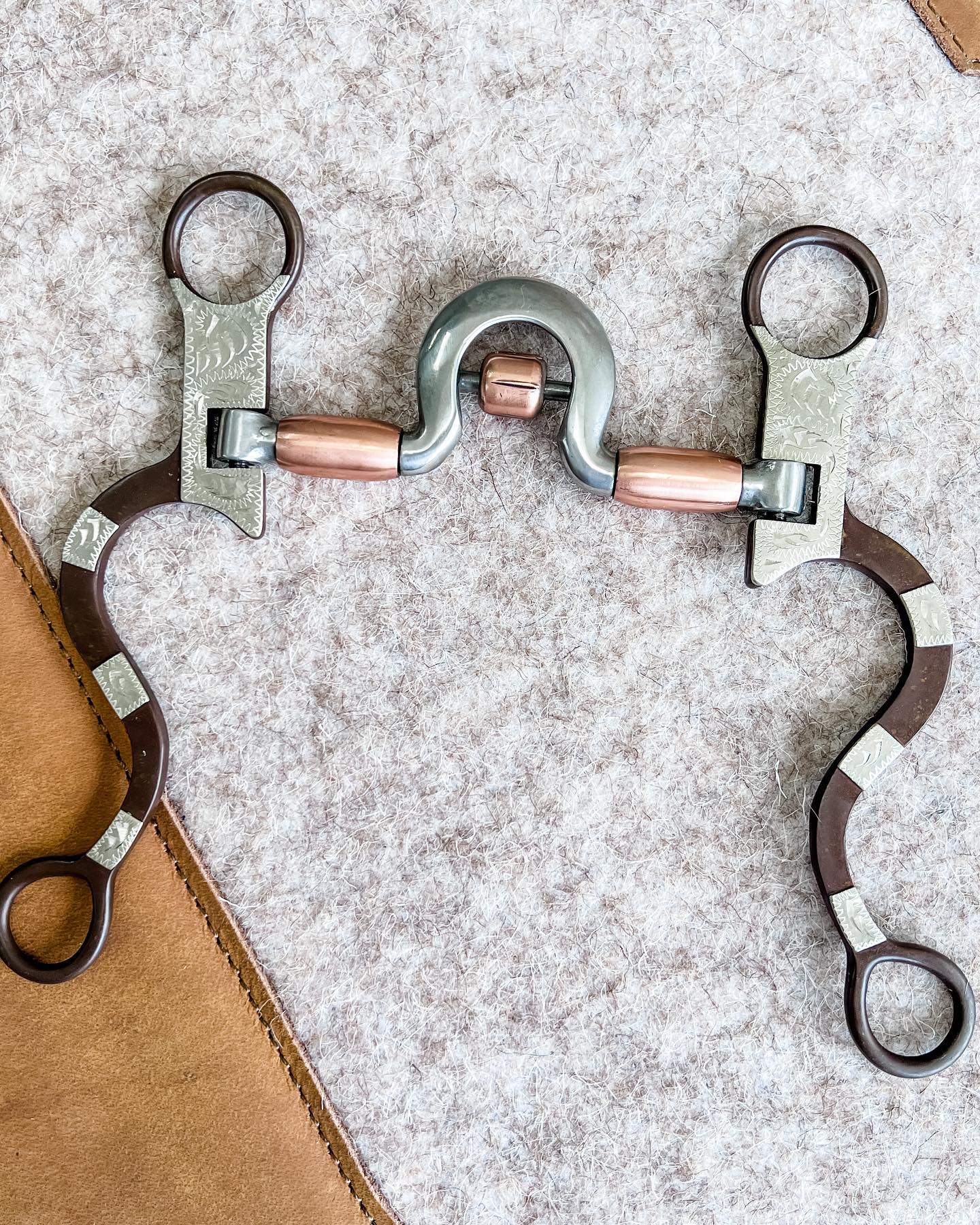 AJ Tack Engraved Spoon Bit with Copper Barrels