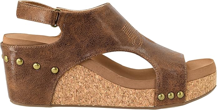 Corkys Women's Carley Wedge Sandal - Saddle Stitch