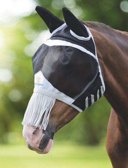 Shires FlyGuard Pro Fine Mesh Horse Fly Mask with Ears & Nose Fringe