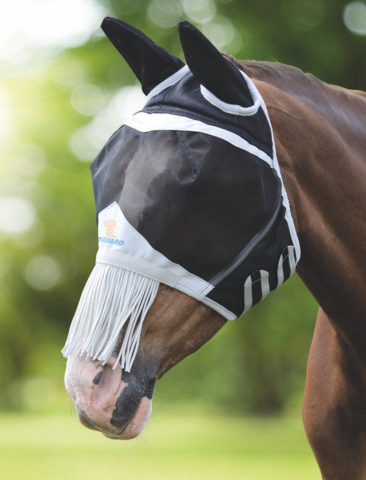 Shires FlyGuard Pro Fine Mesh Horse Fly Mask with Ears & Nose Fringe