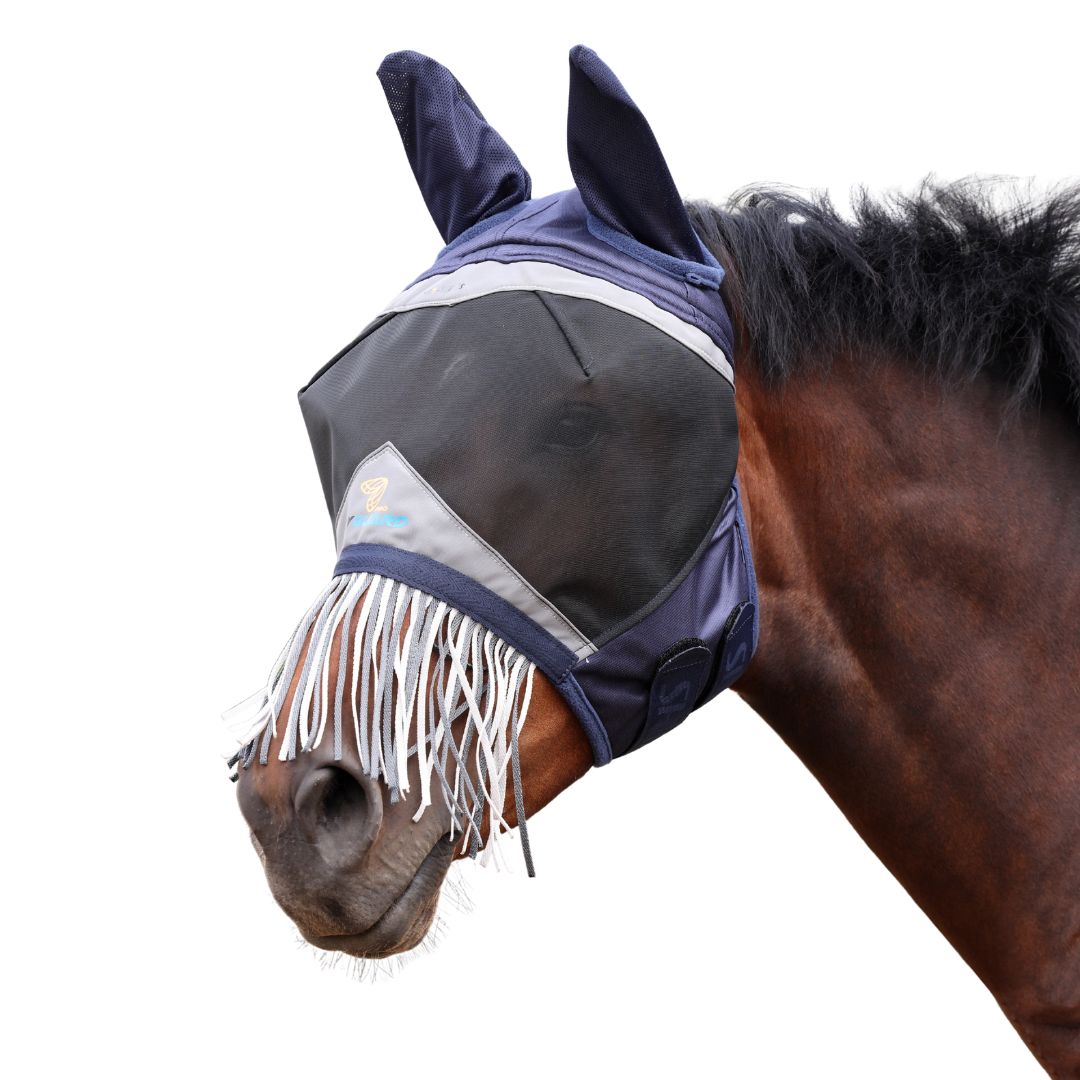 Shires FlyGuard Pro Fine Mesh Horse Fly Mask with Ears & Nose Fringe