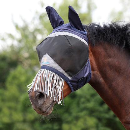 Shires FlyGuard Pro Fine Mesh Horse Fly Mask with Ears & Nose Fringe