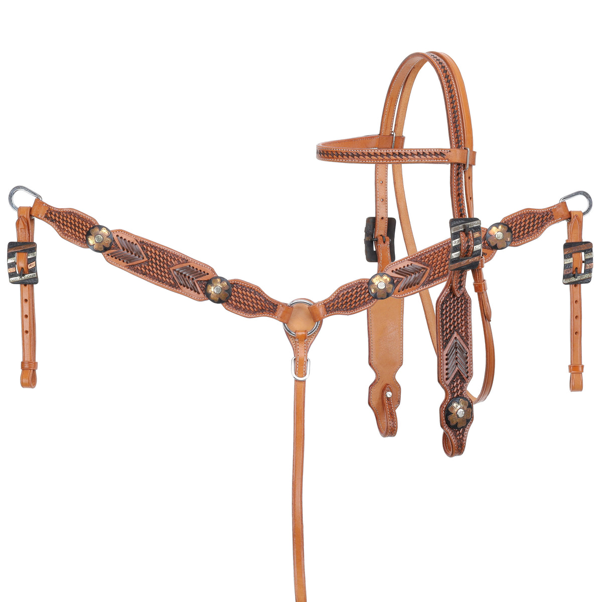 Showman Stitch & Weave Browband Headstall and Breast Collar Set