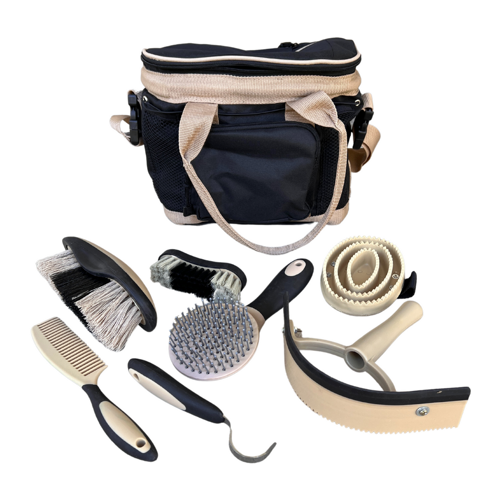 AJ Tack Deluxe Horse Grooming Bag with Grooming Tools