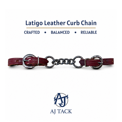 AJ Tack Latigo Leather Curb Chain, Made in USA