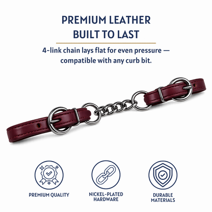 AJ Tack Latigo Leather Curb Chain, Made in USA