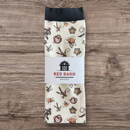 Red Barn Socks Cowboy Code Western Boot Socks