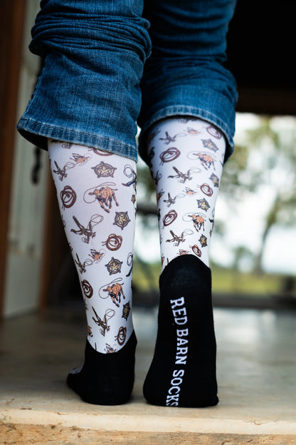 Red Barn Socks Cowboy Code Western Boot Socks