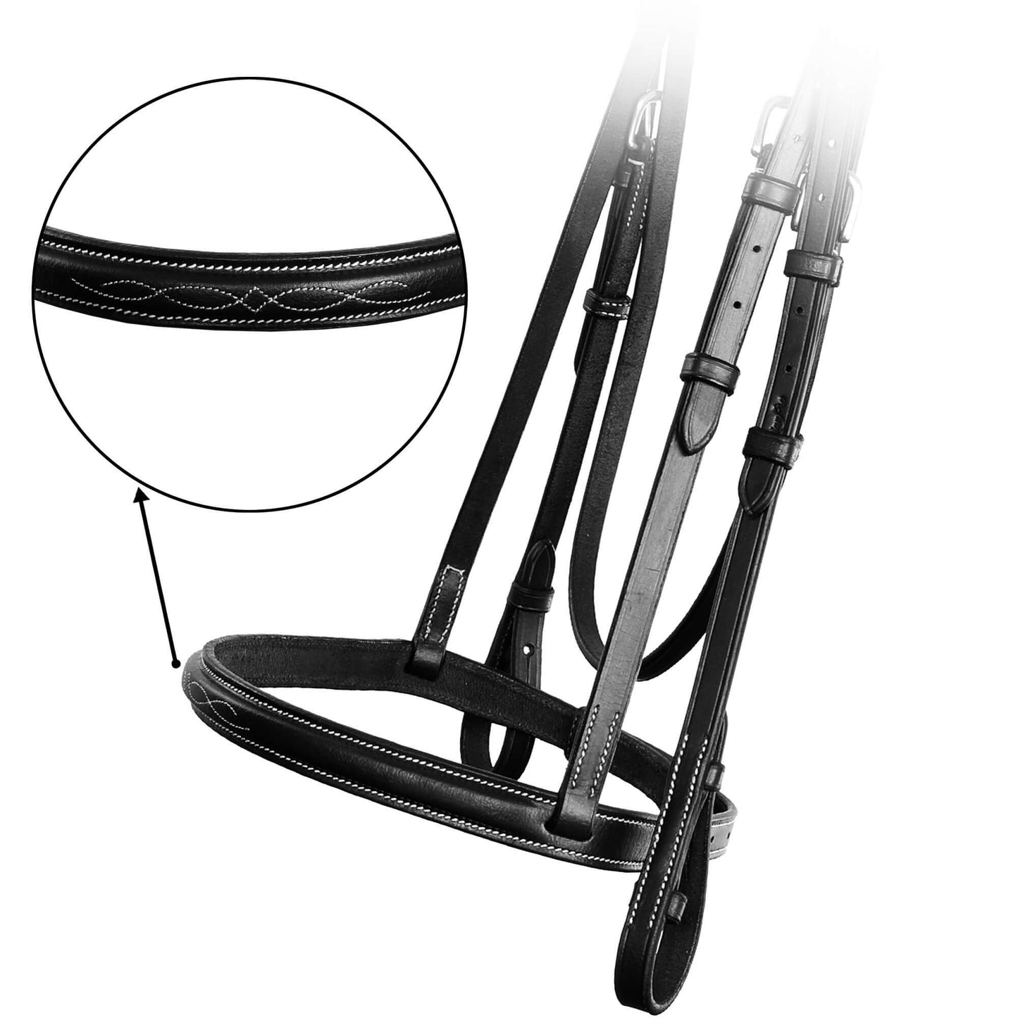ExionPro Raised Thin Noseband Traditional Hunter Bridle with Reins