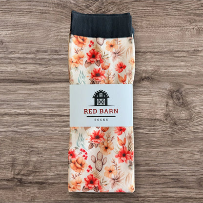 Red Barn Socks Harvest Blooms Western Boot Socks