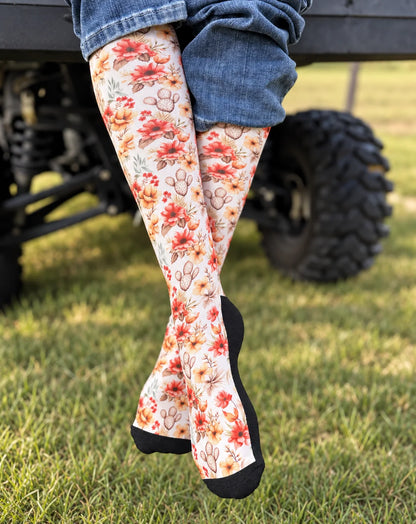 Red Barn Socks Harvest Blooms Western Boot Socks