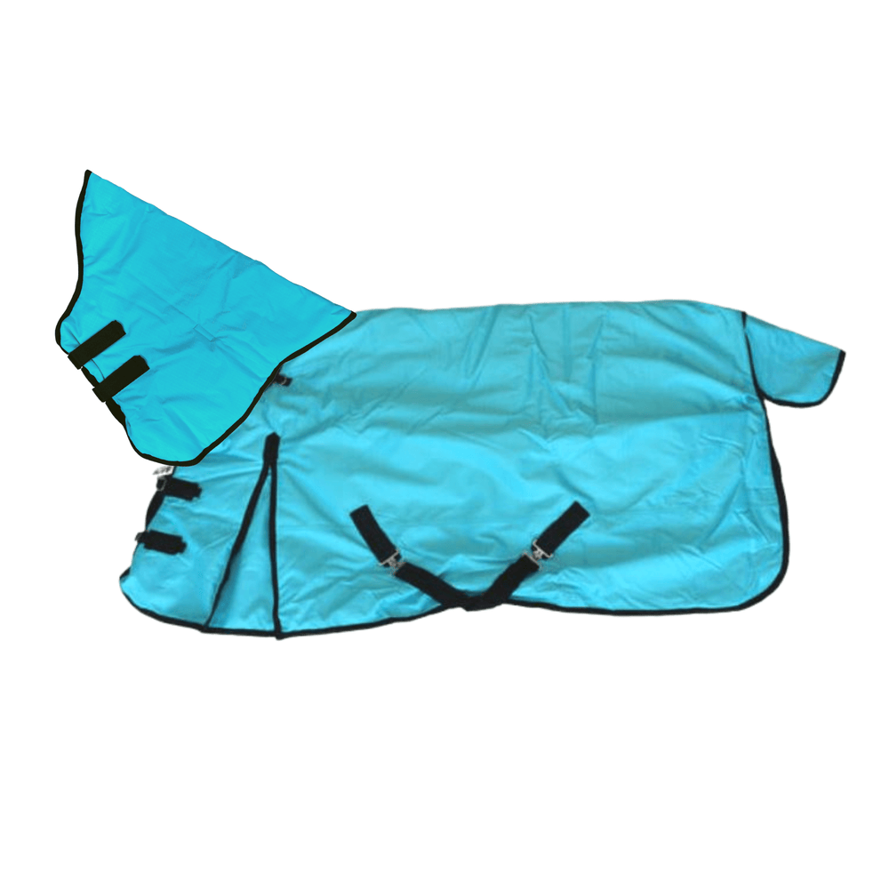 AJ Tack 1200D Waterproof Poly Turnout Horse Blanket with Neck Rug - Turquoise