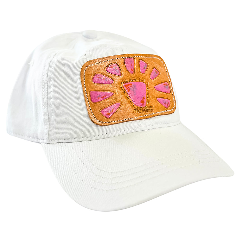 McIntire Saddlery Pink Squash Blossom Leather Patch Cap