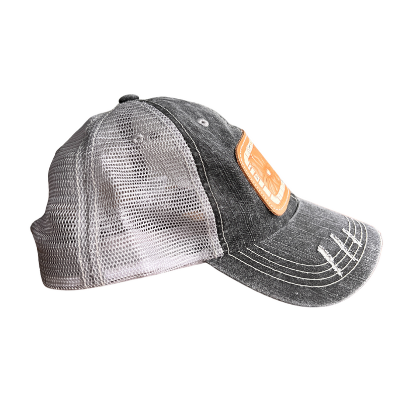 McIntire Saddlery Charcoal Grey Cap with White Chunk Leather Patch