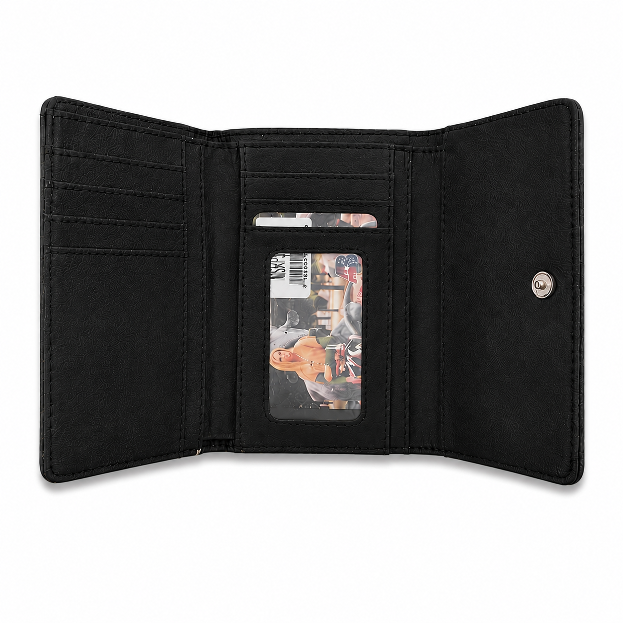 Montana West Daisy Cutout Trifold Wallet, Black