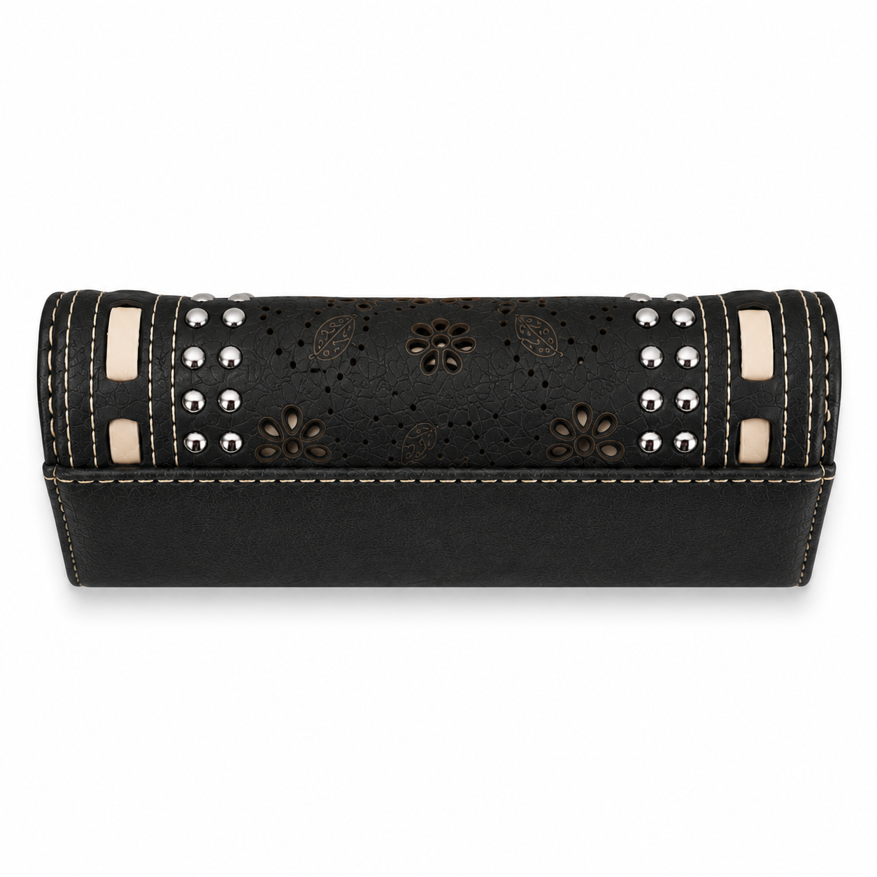Montana West Daisy Cutout Trifold Wallet, Black