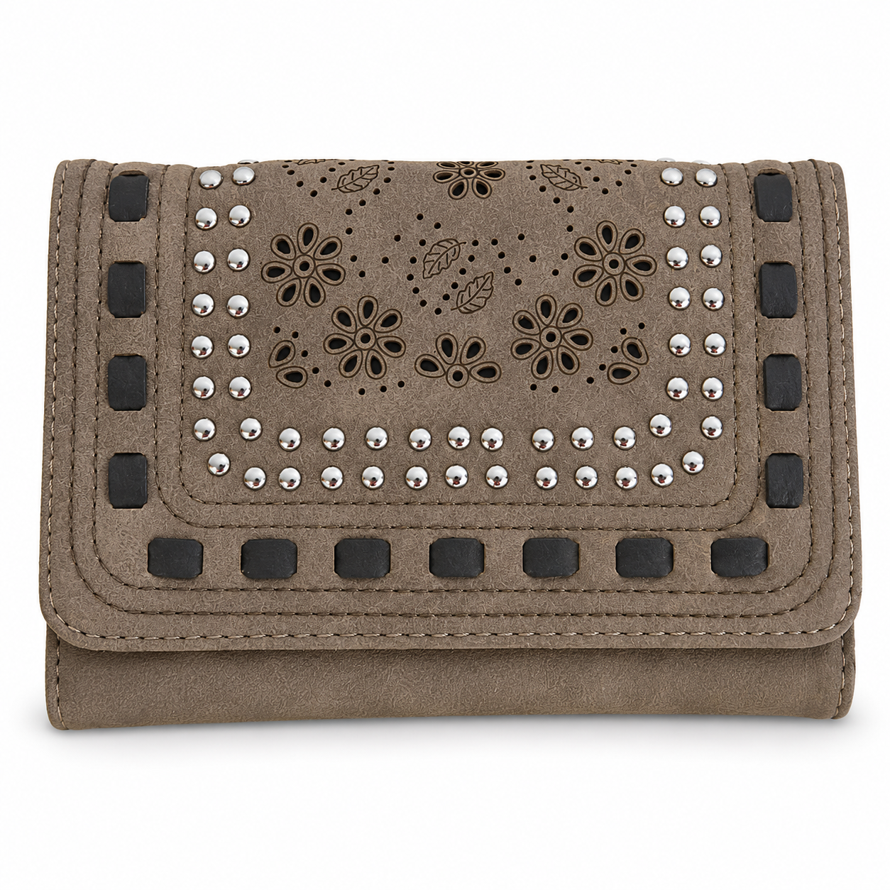 Montana West Daisy Cutout Trifold Wallet, Tan
