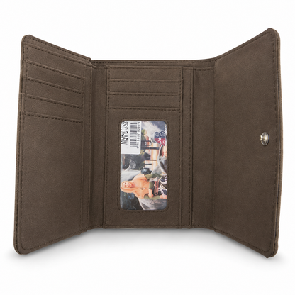 Montana West Daisy Cutout Trifold Wallet, Tan