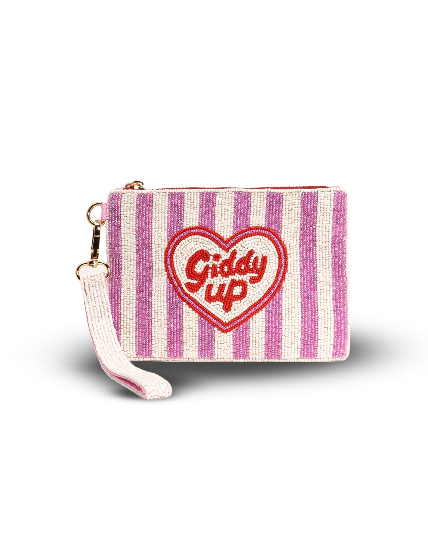 Giddy Up Heart Medium Beaded Pouch
