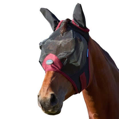 image_main - Black/Burgundy - WeatherBeeta ComFiTec Fine Mesh Fly Mask with Ears - .jpg