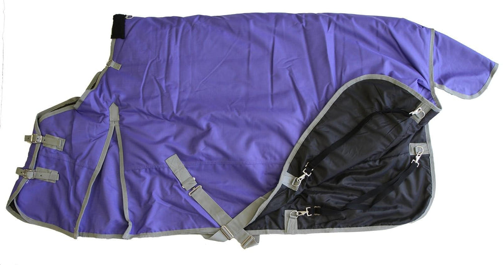 AJ Tack 1200D Waterproof Poly Turnout Horse Blanket with Hood - Purple