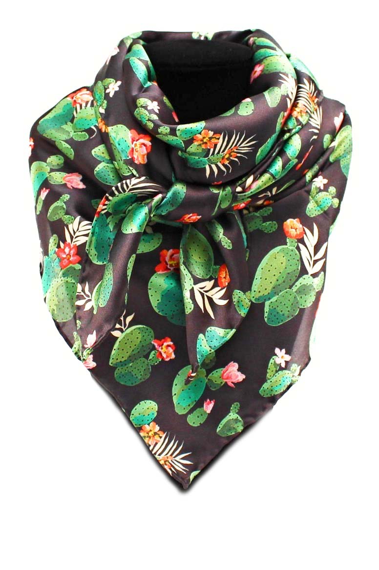 Silk Wild Rag - Black Cactus