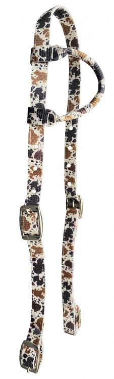 Cowhide print single ear nylon headstall