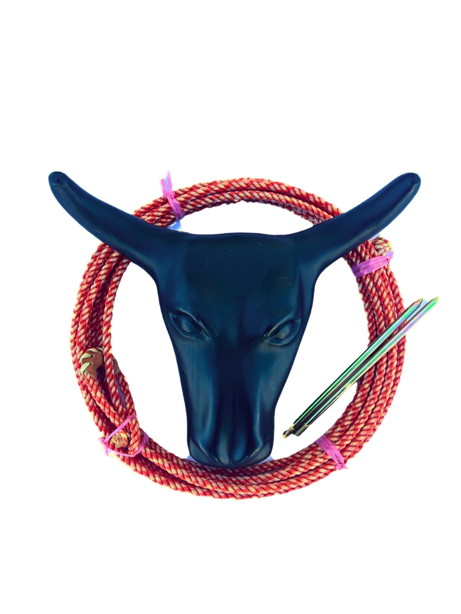 AJ Tack Junior Steer Head Dummy Set Twisted Yellow and Red