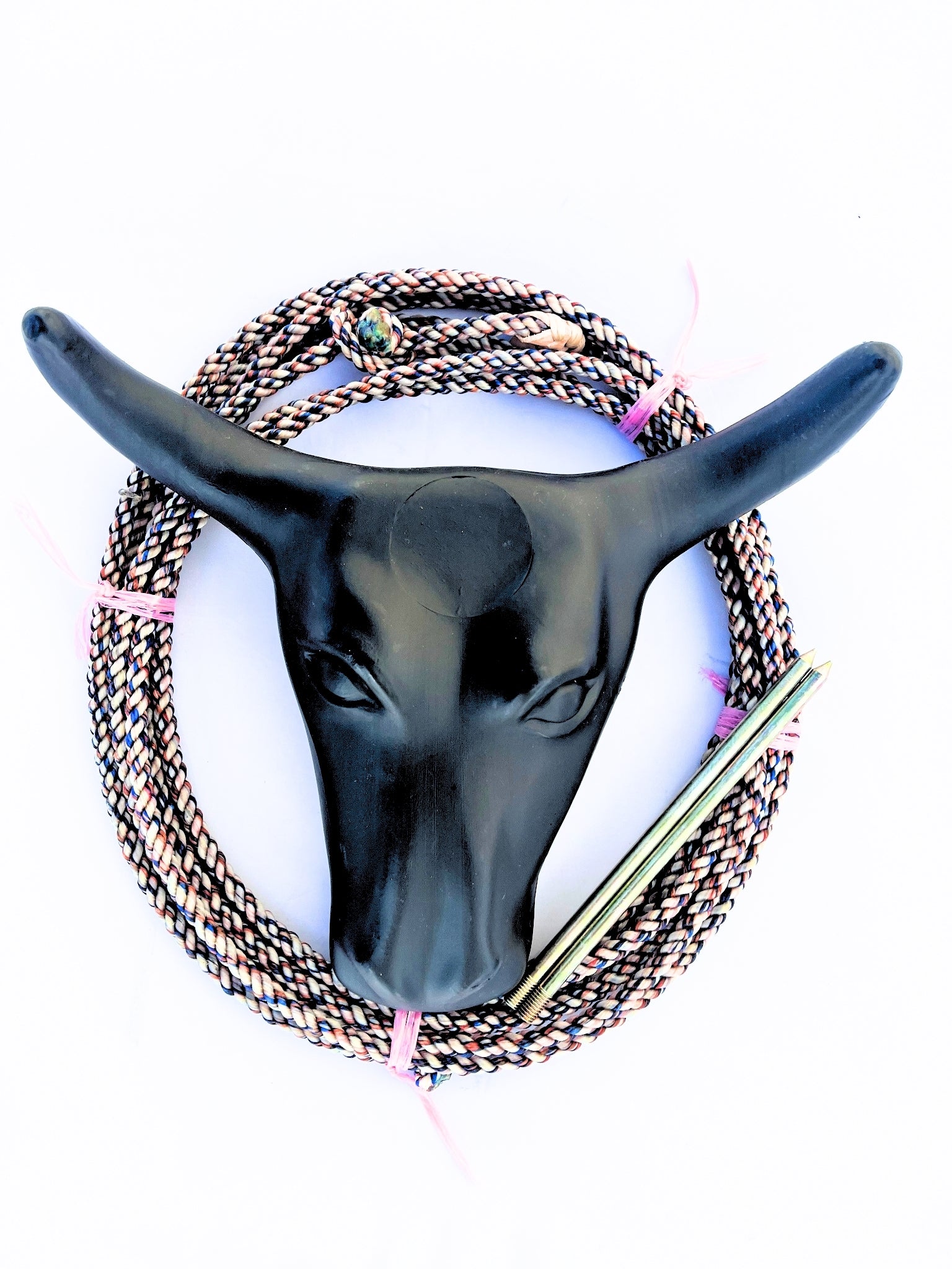 AJ Tack Junior Steer Head Dummy Set with multi color rope