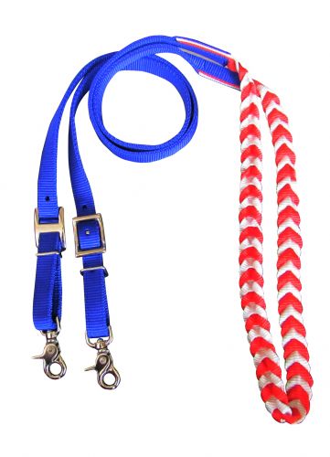 Nylon reins with red, while, and blue nylon braided to make an american flag