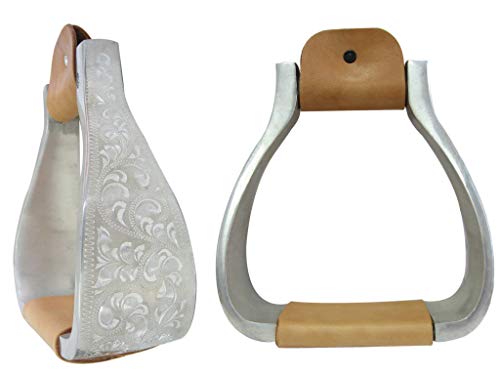 AJ Tack Engraved Aluminum Wide Bell Stirrups - Thumbnail 2